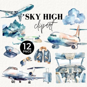 Luftfahrt Clipart, Linienflugzeug, Clip Art, Flugzeug PNG, Junge Geburtstag, Reise Clipart, Urlaub, Flugzeug, Pilot, Blau, 067SS