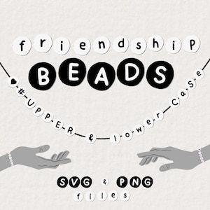 Perlen Armband Clipart, Runde Freundschaft Perlen SVG, Alphabet Buchstaben, In My Teenage Era Geburtstag, Tween Party Einladen Clipart, Schwarz, 086SS