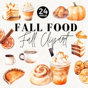 Akwarela Pumpkin Spice Latte Clipart, Święto Dziękczynienia, Licencja komercyjna, Zestaw akwareli Fall Clipart, Ciasto dyniowe, Ciasto, Przytulna jesień, 041SS