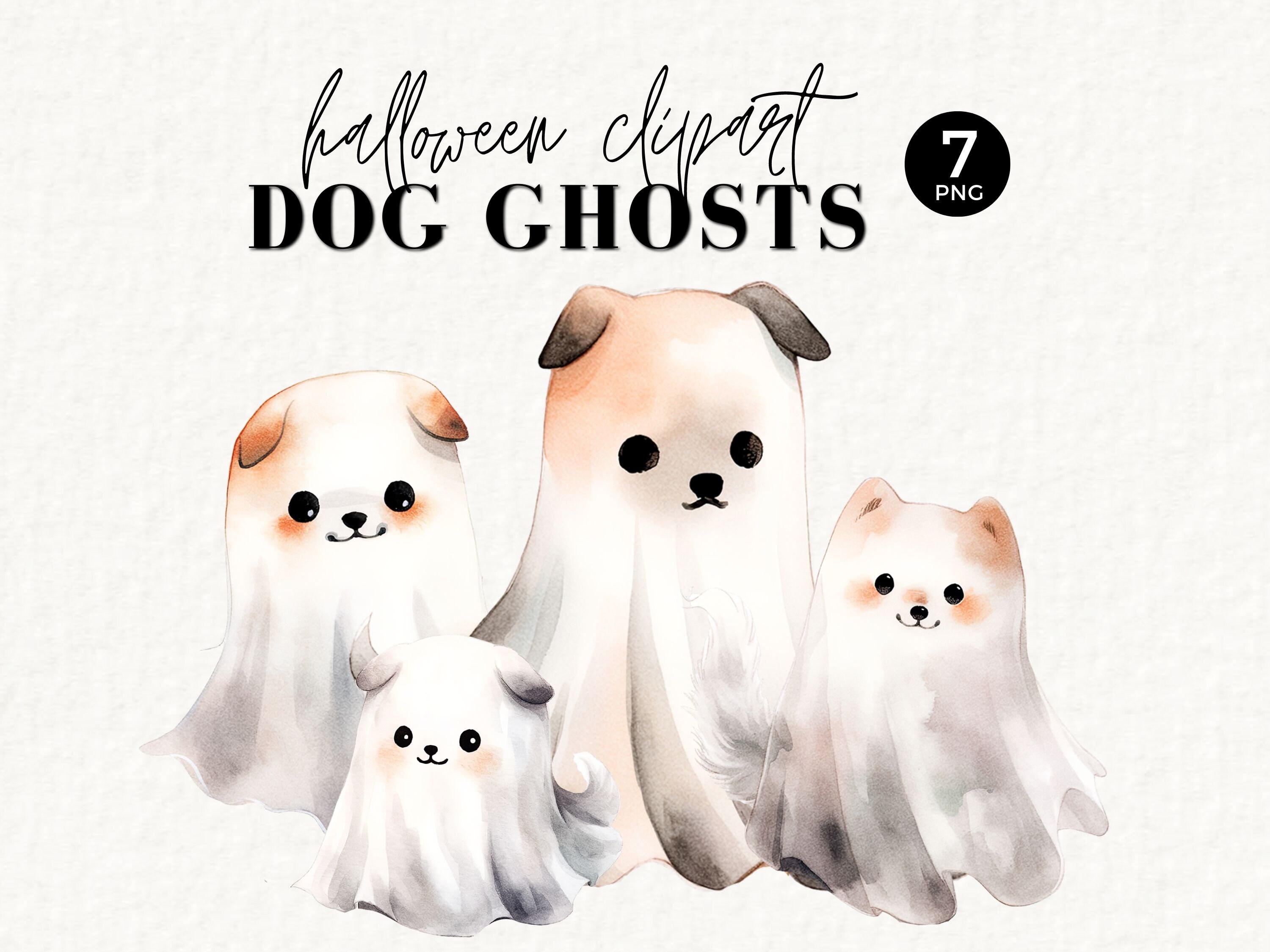 Halloween Ghost Dogs Clipart Bundle, Files for Sweater POD, Sublimation ...