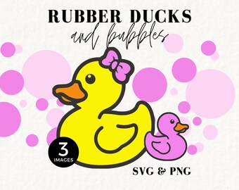 Rubber Duck In Bubbles Clipart, Pink Baby Shower Invite SVG, Gender Reveal SVG, for Thank You Cards, Girl, Vector File, Ducky, 079SS
