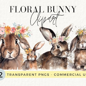Clipart paashaas hoofd, schattig konijntje png met bloemenkroon, transparante png's, commercieel gebruik, kunst babykamer, junk Journal, POD, 005SS