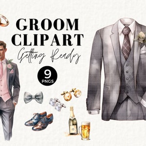 Groom Clipart, Watercolor Wedding Timeline Icons, Itinerary Icons, Wedding Card Clipart, Groomsmen Clipart, Commercial Use PNG, 030SS