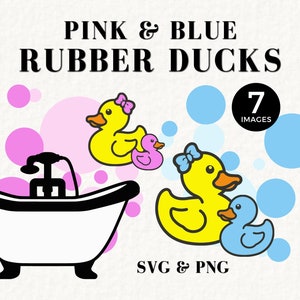 Rubberen eend in bubbels clipart, babyshower uitnodiging png, roze of blauw, hij of zij, gender Reveal SVG, voor bedankkaarten, jongen meisje, 079SS