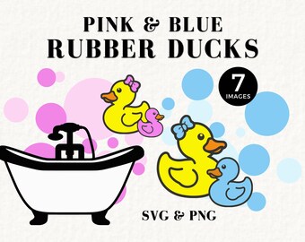 Rubber Duck In Bubbles Clipart, Baby Shower Invite PNG, Pink or Blue, He or She, Gender Reveal SVG, for Thank You Cards, Boy Girl, 079SS