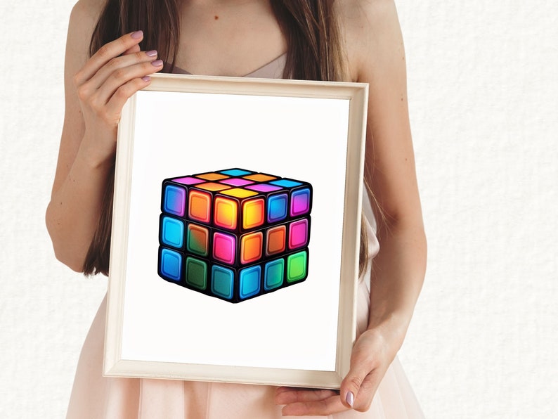 Puede incluir: Un cubo de rompecabezas 3D colorido con un arco&iacute;ris de colores, incluyendo rojo, naranja, amarillo, verde, azul y morado. El cubo est&aacute; formado por cuadrados m&aacute;s peque&ntilde;os, cada uno con un color diferente.