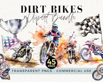 Dirt Bike Clipart Bundle, Motocross clipart watercolor, Transparent PNG, Digital Download for Boyfriend Gifts, Baby Announcement, SS018