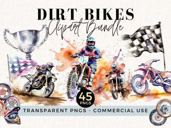 Dirt Bike Clipart Bundle, Motocross clipart watercolor, Transparent PNG, Digital Download for Boyfriend Gifts, Baby Announcement, SS018
