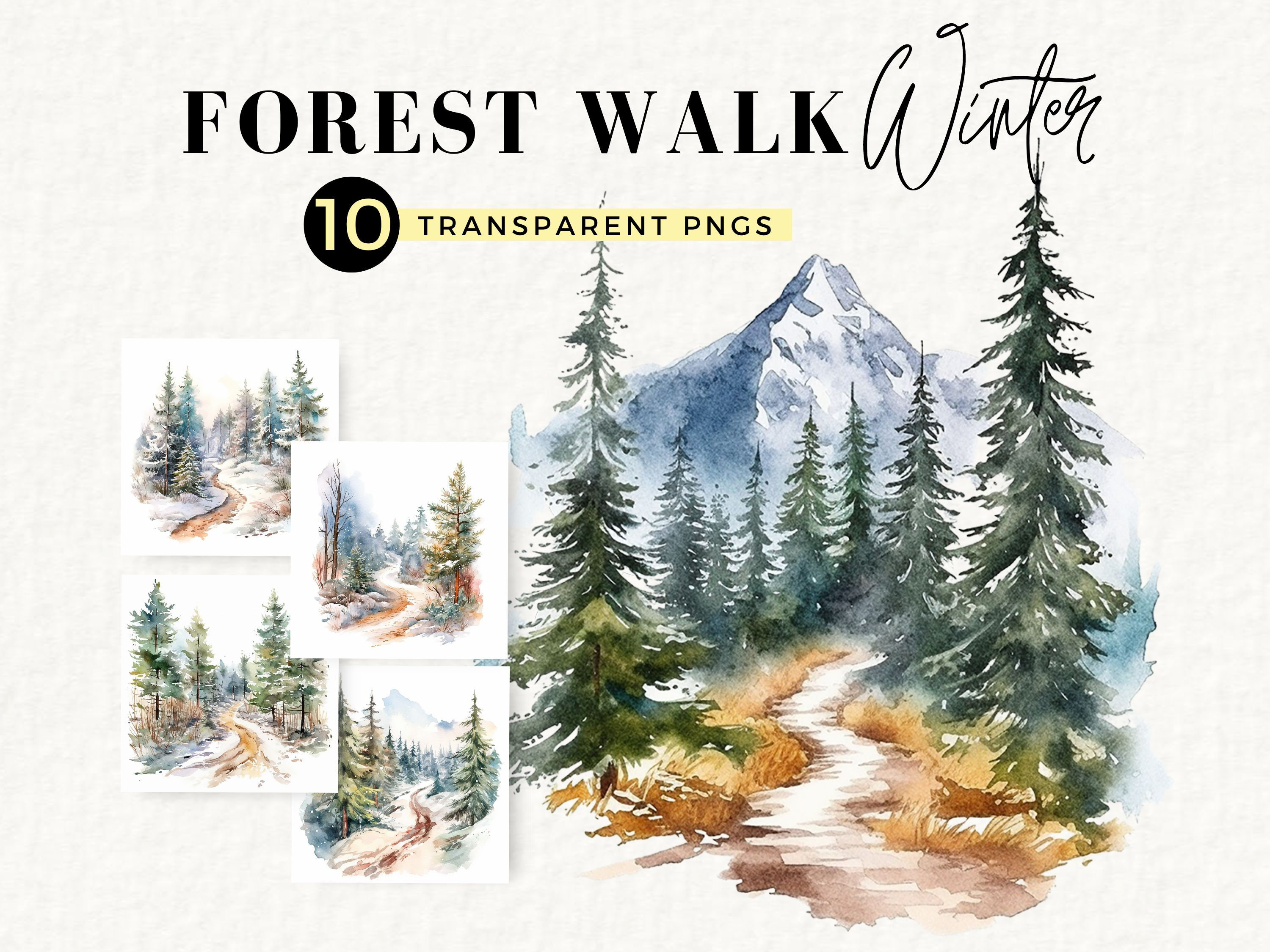 Winter Forest Path Clipart Snow Winter Wonderland - Etsy