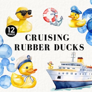 Kreuzfahrt Ente Clipart, Oh was für ein Glück, dass Sie eine Ente gefunden haben, Gelbe Gummiente, Sonnenbrille, Blasen, Seemann, Kapitän, 079SS