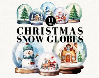 Christmas Snow Globe Clipart, Xmas PNG, Use for Gift Tags, Ugly Christmas, Watercolor printable, Merry Christmas, Sublimation, 044SS
