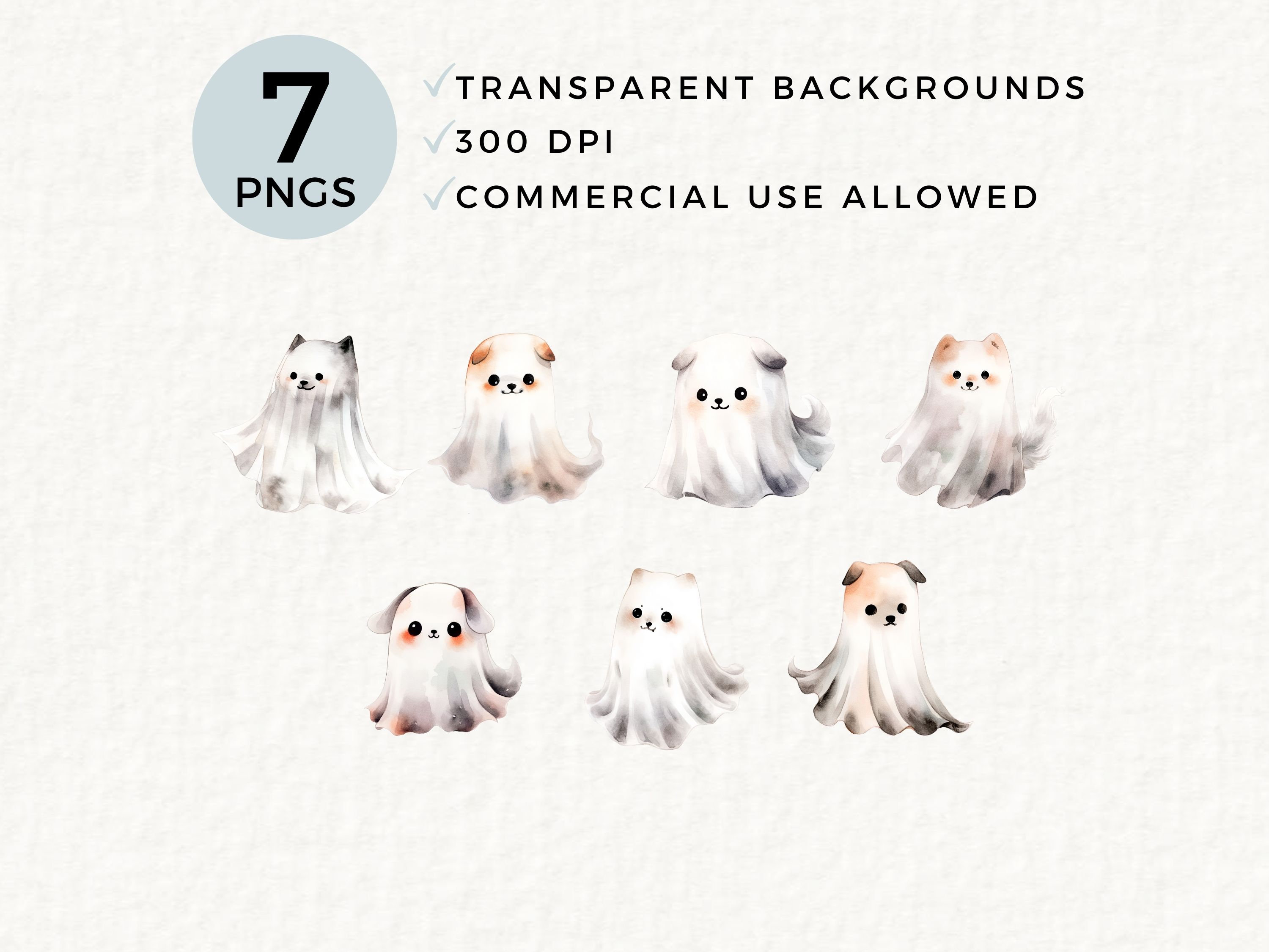 Halloween Ghost Dogs Clipart Bundle, Files for Sweater POD, Sublimation ...