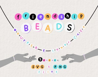 Beaded Bracelet Clipart, Round Friendship Beads SVG, Alphabet Letters, In My Teenage Era Birthday, Tween Party Invite Clipart, Heart, 086SS