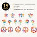 Retro Flower Clipart, 15 Groovy Vibes Pngs, Daisy Clipart, Peace Sign ...
