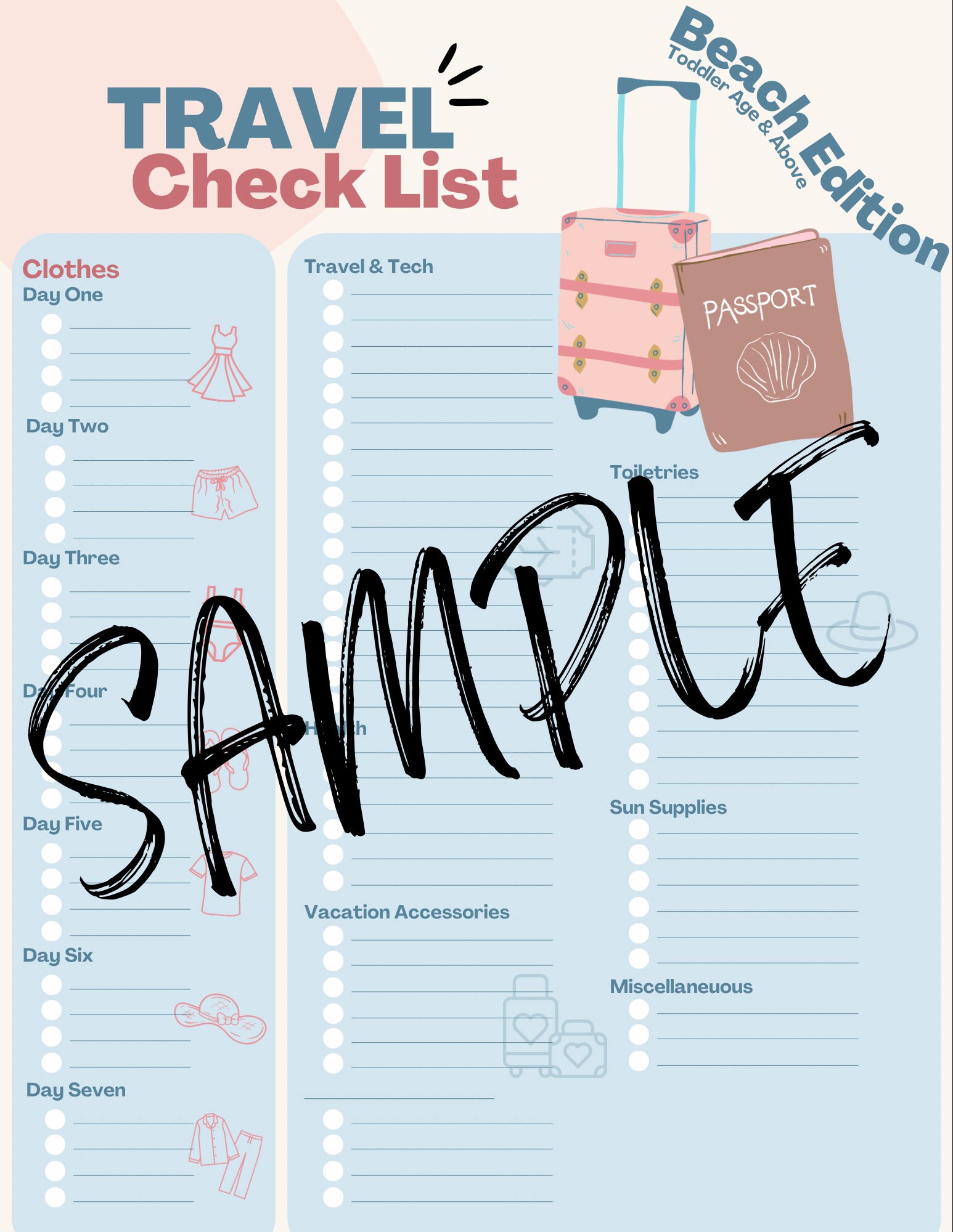 Printable Packing List for the Beach - Etsy