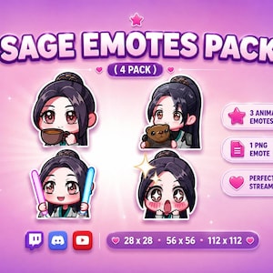 Emotka Discord PNG, Valorant Sage 4-Pack z 1 PNG i 3 animowanymi