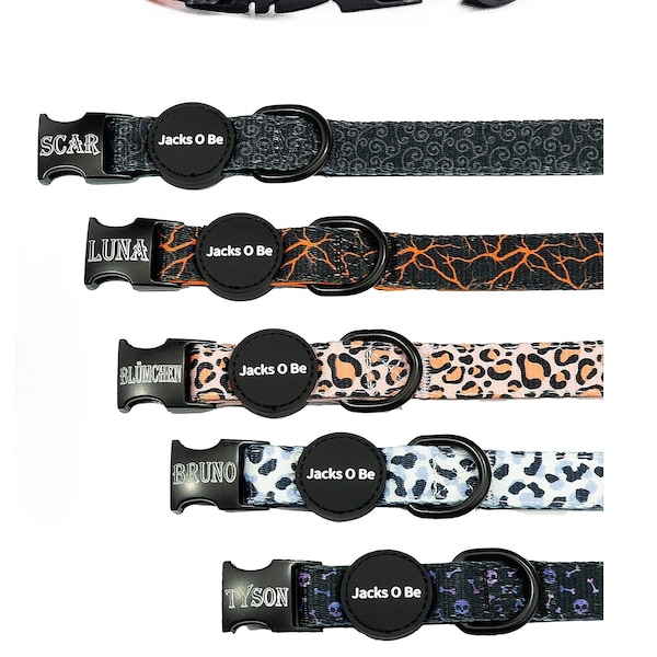 Jacks O Be Dog Collar Personalized with Name Collar Laser Engraved Dog Nylon