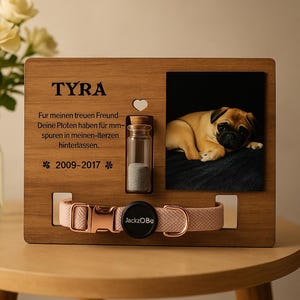 Memorial plaque dog animal photo ash flask personalized keepsake gravestone