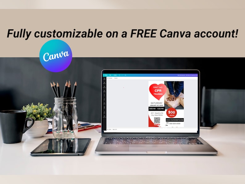 First Aid CPR AED Training Curved Heart Flyer Marketing for CPR ...