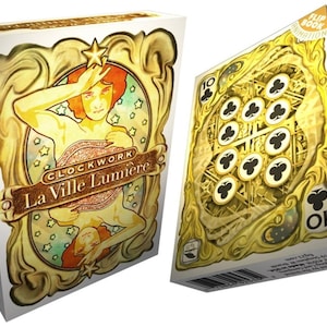 Jeu de cartes de luxe La Ville LUMIERE mécanique. Horloge Art nouveau en mouvement Cartes à jouer. Deck inspiré des horloges
