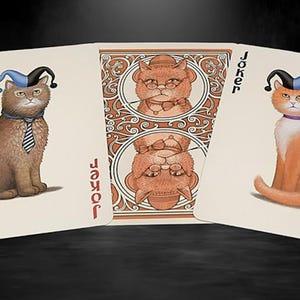 Jeu de cartes chat. Cartes à jouer de poker félin amusantes. Le cadeau parfait pour les amoureux des chats ! Chats de poker !