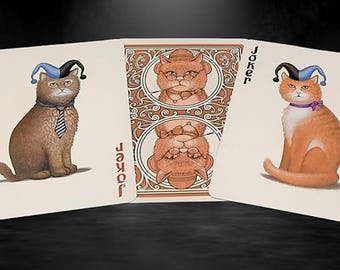 Jeu de cartes chat. Cartes à jouer de poker félin amusantes. Le cadeau parfait pour les amoureux des chats ! Chats de poker !