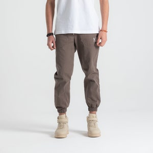 Mens Vision Cargo Pants, %100 Organic Cotton Boho Hiking Jogger Pants With Pockets, Hip Hop Elastic Waistband Pants Vision
