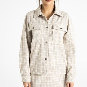 Patterned 2 Pocket Buttoned Cashmere Jacket, Floerns Women's Jacket, Casual Jacket, 100% Flame Organic Cotton Boho Jacket, image 1