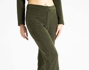 Women's Jacquard Trousers, Business Pants, Trendy and Functional Style, %100 Organic Cotton, Winter season warm pants