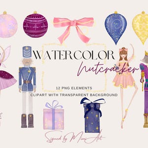 Clipart de quebra-nozes em aquarela | Fada de açúcar em aquarela, clipart de Clara em aquarela, balé de quebra-nozes, png de bailarina, download instantâneo