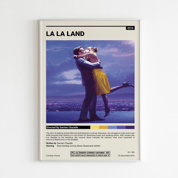 La La Land Movie Poster / Damien Chazelle / Minimalist Movie Poster / Vintage Retro Art Print / Custom Poster / Wall Art Print / Home decor