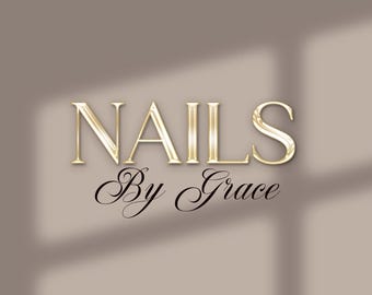 Minimalist Logo Design, Beauty Logo, Beige, cream and Gold, Chrome Logo, Luxury logo for high end, any name added