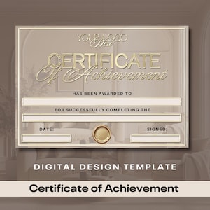 Certifikat für die Akademie, Beauty-Course-Zertifikat, Gold- und Beige-Thema, nur digitale Vorlage (keine Drucke)