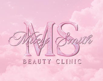Premade, Logo For Beauty Business, Salon Logo, Any Name Added, Pink Glitter Sparkle