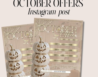 October Offers, For Instagram Feed, Post For beauty business Halloween Flyer, Beauty Offers, Spooky Season, Monthly Offers, IG Post