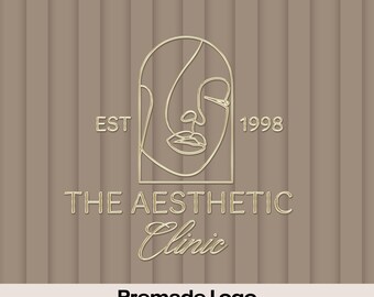 Beauty Face Premade Logo, Beige Gold Chrome (PDF/PNG/JPG)