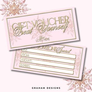 Christmas Gift Voucher, For Beauty Business, Pink & Gold Theme, Gift Certificate Festive