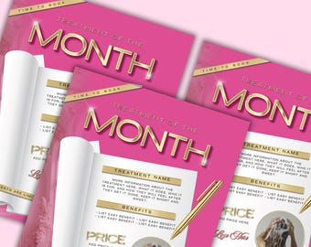 Treatment of the month, Instagram Template, Pink Gold Luxury Flyer (Digital Download)