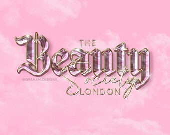 Beauty Logo, Premade Logo Design, Any Name Added, Gothic Font, Pink Shine