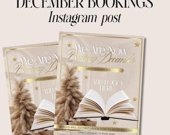December Bookings Instagram Post, For Beauty Business, December Appointments, Beige Gold | Instant Download (Heading non-editable)