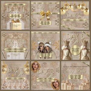 Christmas Flyer, Beauty, Gold and beige, 12 days of Christmas Offers, , Edit in Canva, December Offers image 4