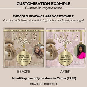 Christmas Flyer, Beauty, Gold and beige, 12 days of Christmas Offers, , Edit in Canva, December Offers image 3