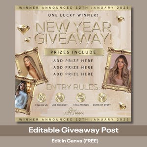 January Giveaway, Post For Instagram, Sales Offer Social Media Feed Post, for Competition, For Salon Owner. Hair Salon, Lash Technician