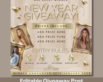 January Giveaway, Post For Instagram, Sales Offer Social Media Feed Post, for Competition, For Salon Owner. Hair Salon, Lash Technician