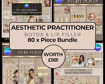 80 x Aesthetic Practitioner Post Bundle, Lip Filler Posts, Anti Wrinkle Posts, For Instagram Story and Reel, Instagram Post