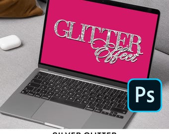 Editable Silver Glitter Photoshop Effect For Text, Shiny Diamond Silver .PSD file, Editable Shiny Text effect for PS