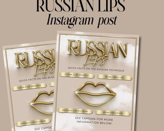 Russian Lip Instagram Post, Lip Filler Flyer for Aesthetic Practitioner, Nurse Practitioner, Editable Canva Template Digital