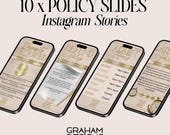 10 x Policy Instagram Story Templates, Highlight templates for Canva, Beige Gold (Instant Download)