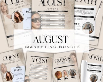 8 x August beauty social media posts, beige luxury, salon marketing | Canva template