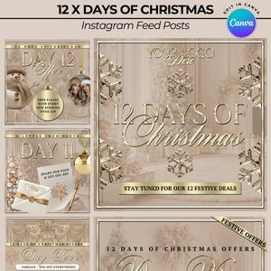 Christmas Flyer, Beauty, Gold and beige, 12 days of Christmas Offers, , Edit in Canva, December Offers image 1
